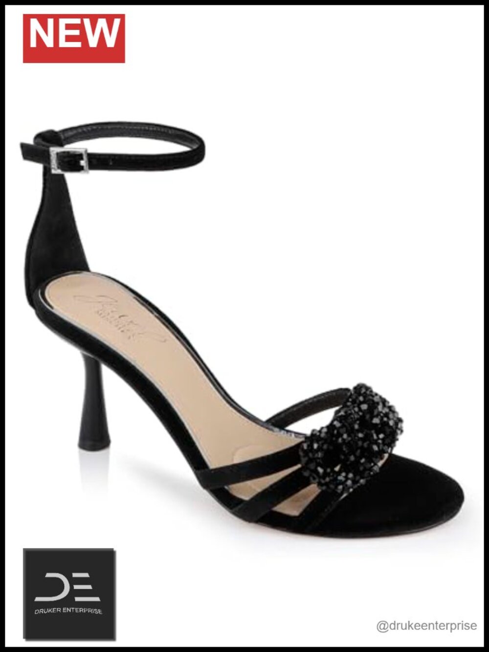 Open Toe Stiletto Heels with Ankle Strap Faux Leather Lining